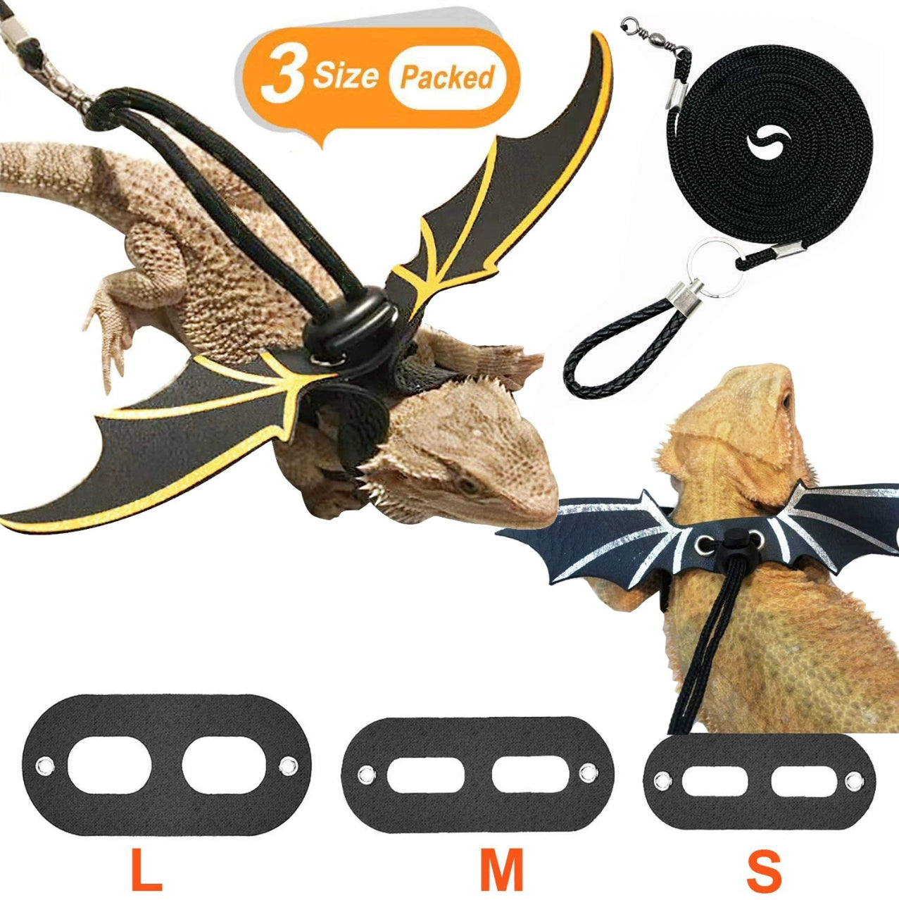 Reptile pet outing leather wing chest strap chameleon squirrel leash small pet supplies